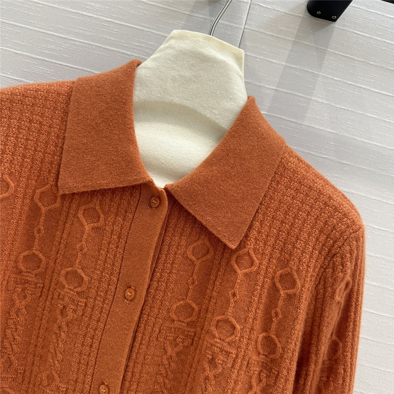 H**me5 cable cashmere shirt cardigan orange