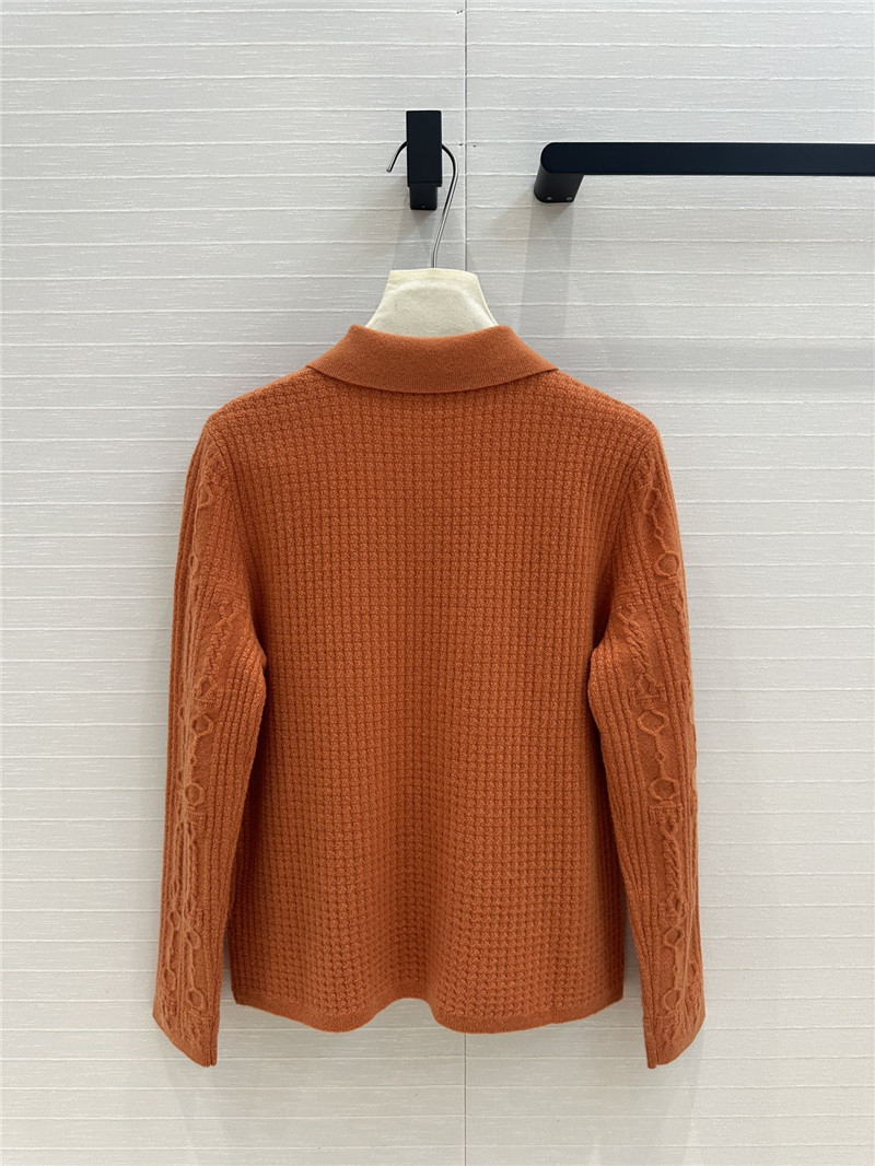 H**me5 cable cashmere shirt cardigan orange
