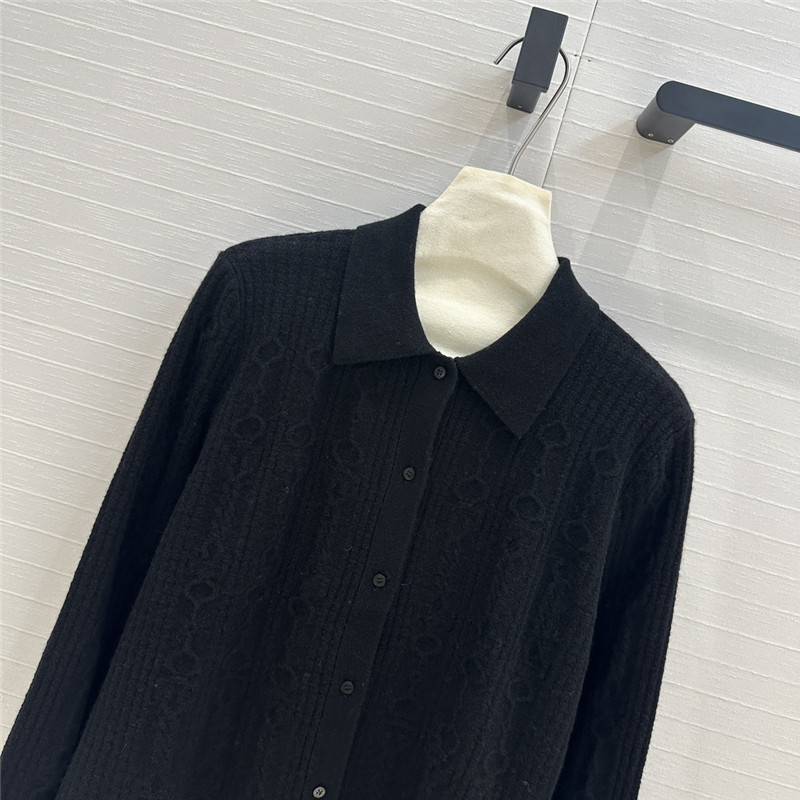 H**me5 cable cashmere shirt cardigan black