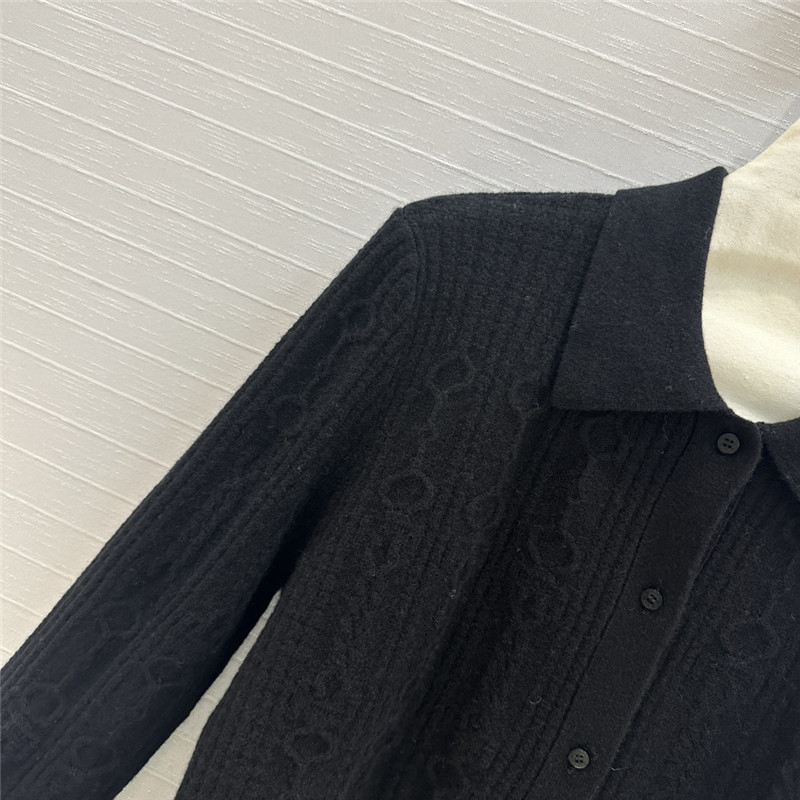 H**me5 cable cashmere shirt cardigan black