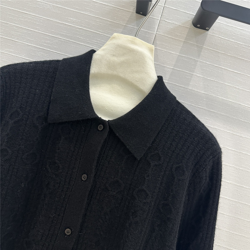 H**me5 cable cashmere shirt cardigan black
