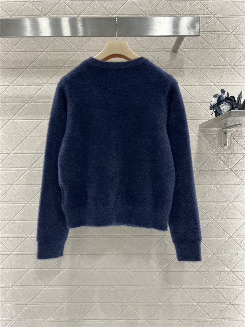 Miu Miu Navy Logo-Embroidered Wool Sweater