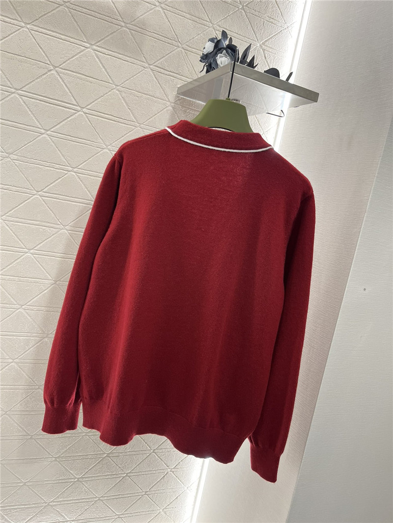 Gvc*1 burgundy wool cardigan with contrast knit