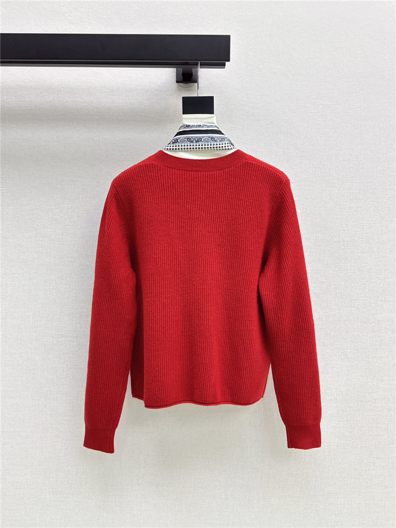 Miu Miu Ribbon Wool Cardigan Red