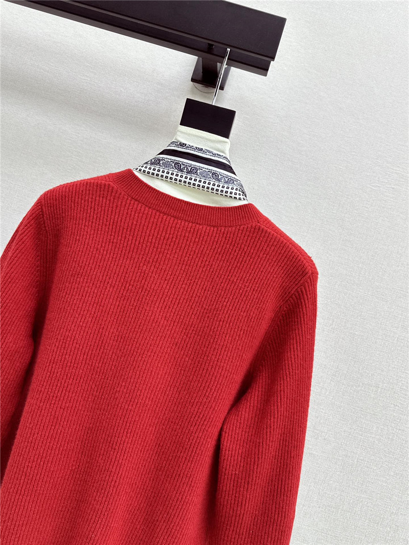 Miu Miu Ribbon Wool Cardigan Red