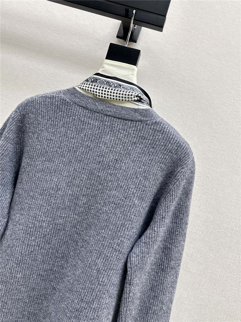 Miu Miu Ribbon Wool Cardigan Grey