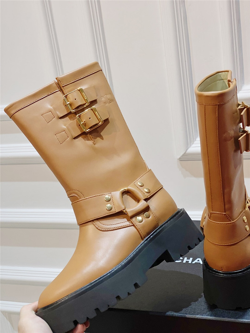 Ce1i*e bulky 45 mid biker boots in brown