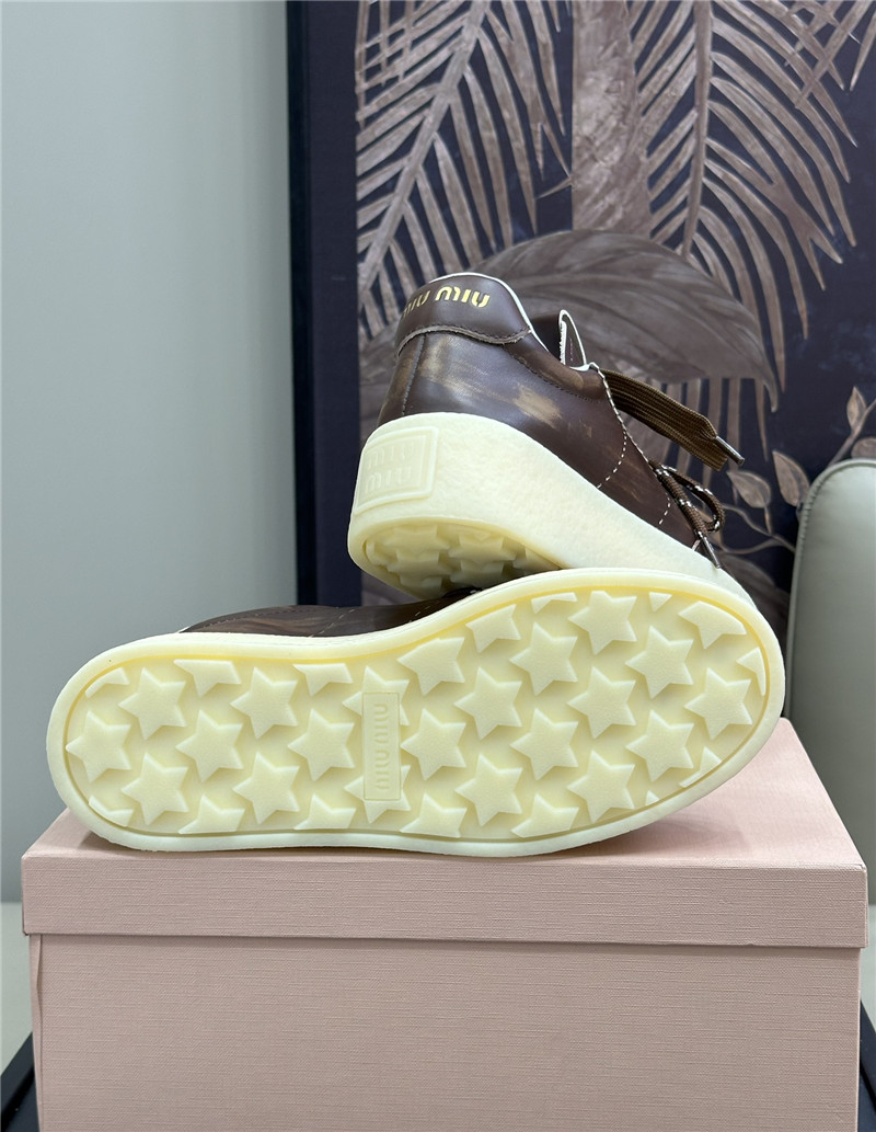 Miu Miu Bleached Leather White Low Top Sneakers