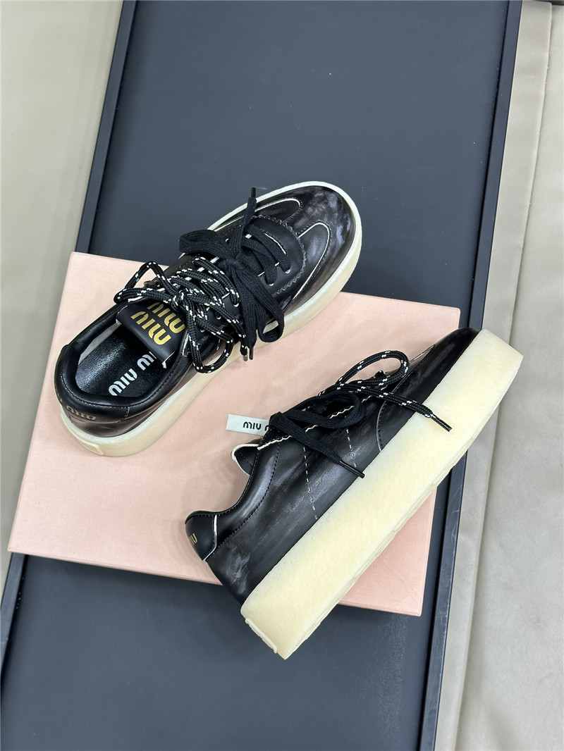 Miu Miu Women’s Bleached Leather Sneakers