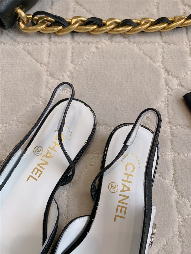 Ch**el pumps & slingbacks in white/black goatskin