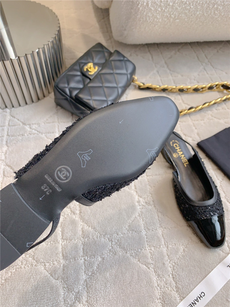 Ch**el black tweed & leather pumps & slingbacks