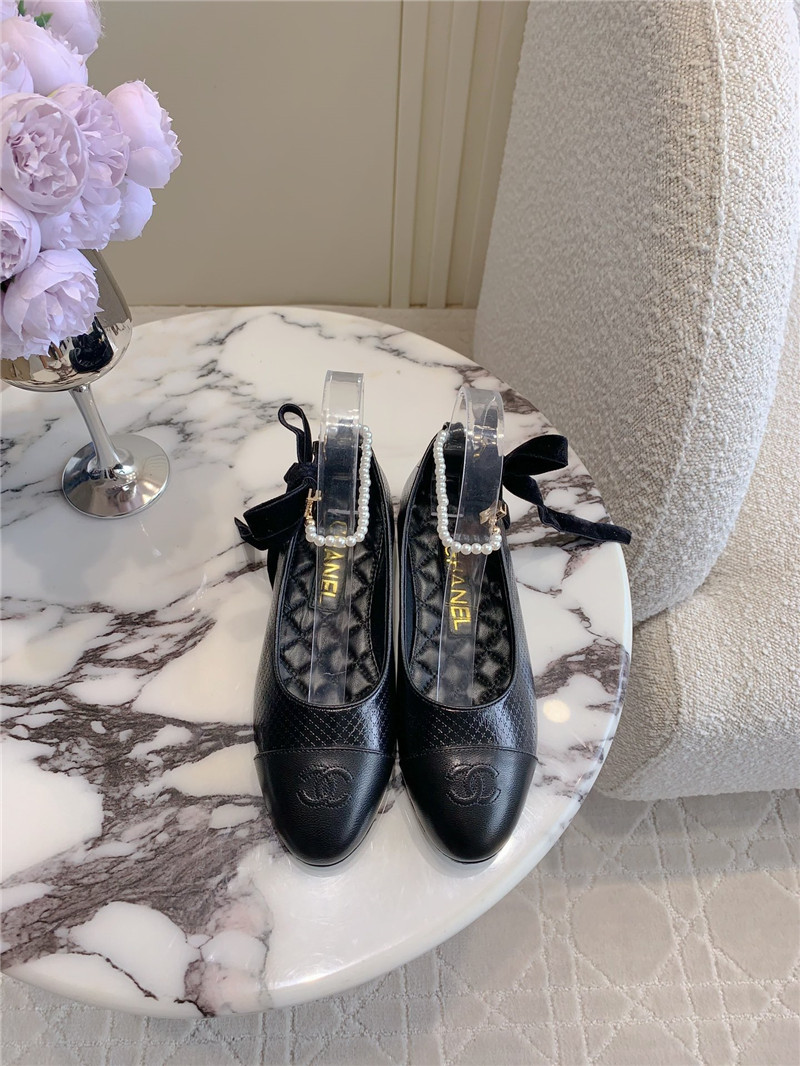 Ch**el mary janes black anklet flats