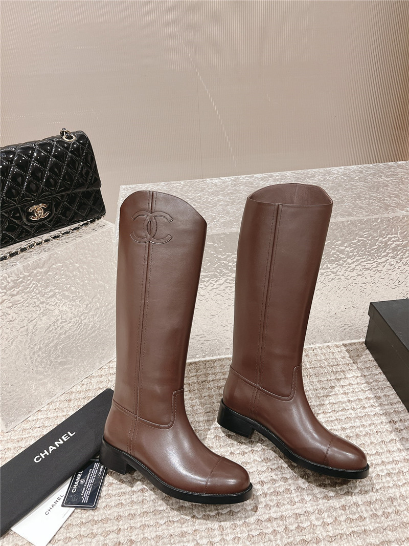 Ch**el brown calfskin rider keen high boots