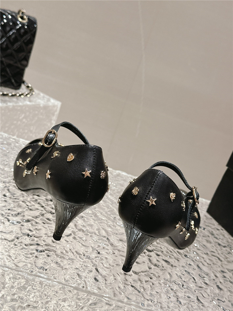Ch**el embellished mary janes pumps in black leather