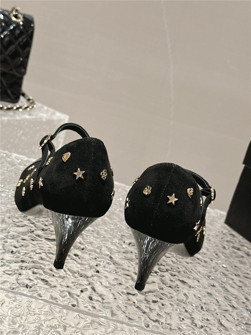Ch**el embellished mary janes pumps in black suede