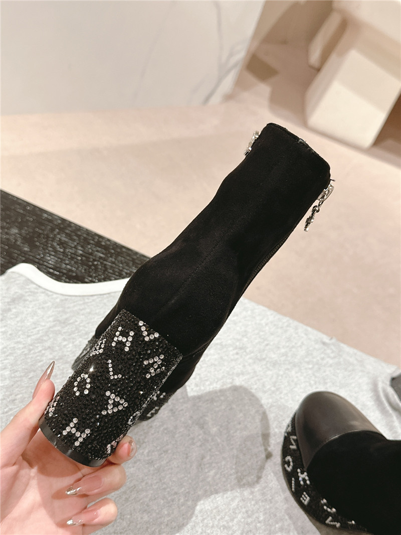 Ch**el platform suede chunky heel ankle boots