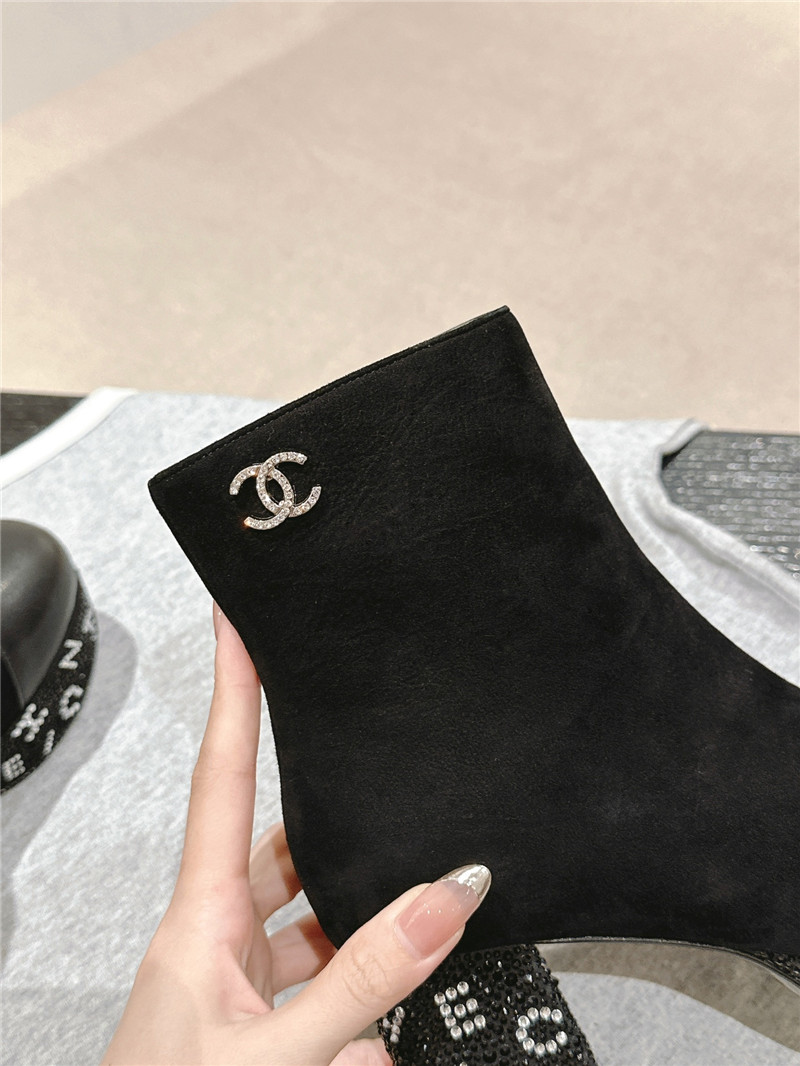 Ch**el platform suede chunky heel ankle boots