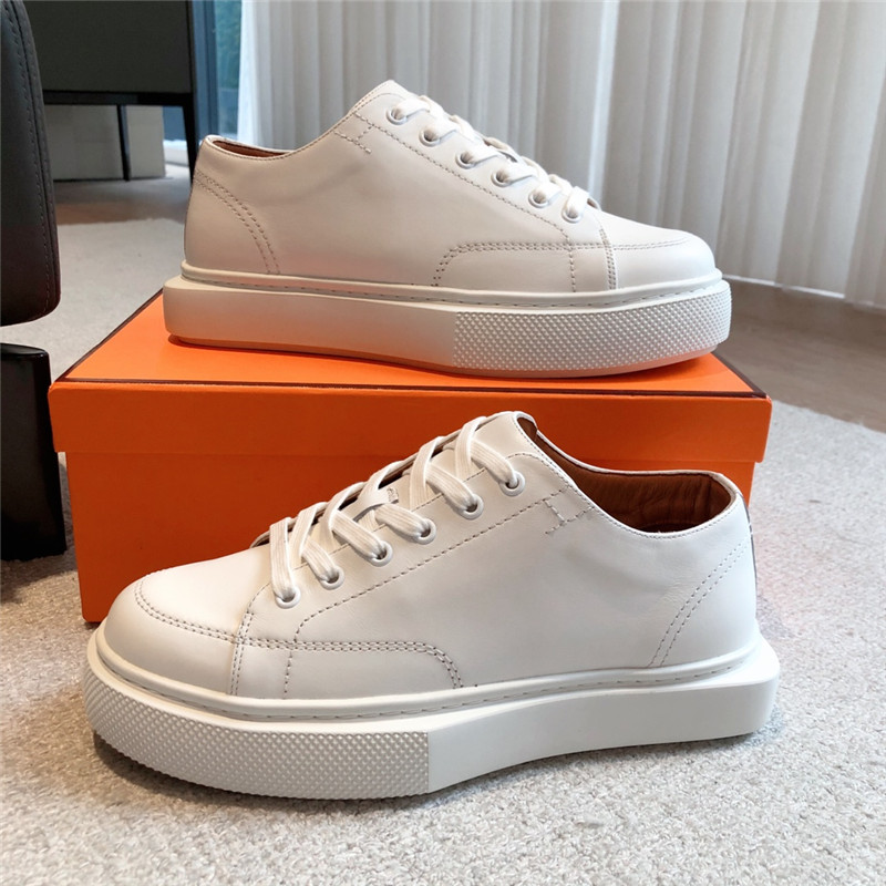 H**me5 white leather lace-up sneakers
