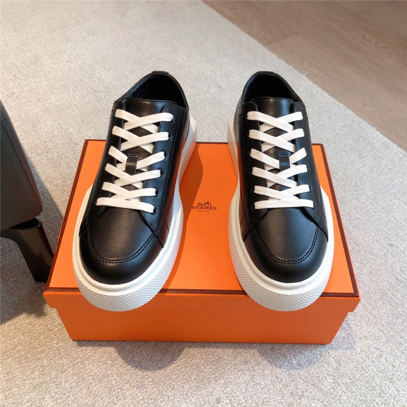 H**me5 black leather lace-up sneakers