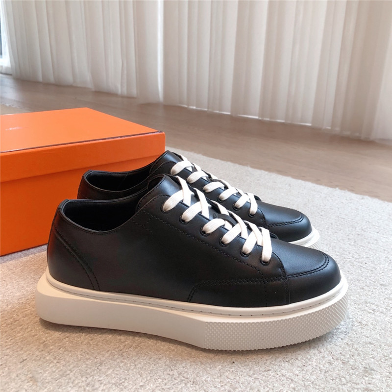 H**me5 black leather lace-up sneakers