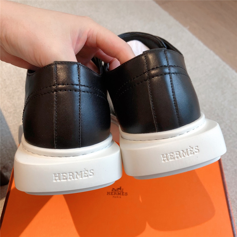 H**me5 black leather lace-up sneakers