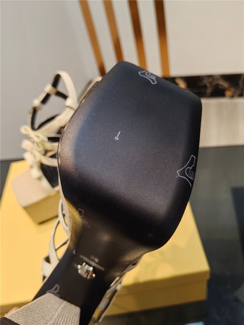 VERSACE Gianni Ribbon Platform Sandals 150mm Ivory