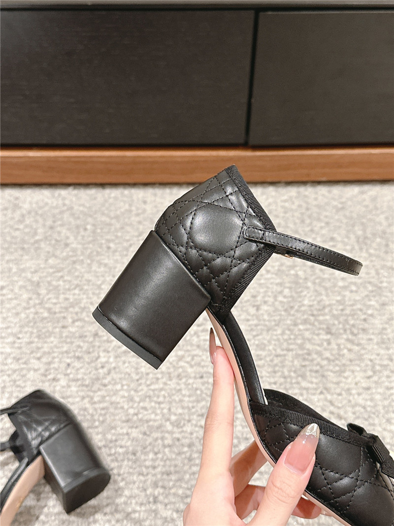 D10r ballet pumps black quilted cannage calfskin