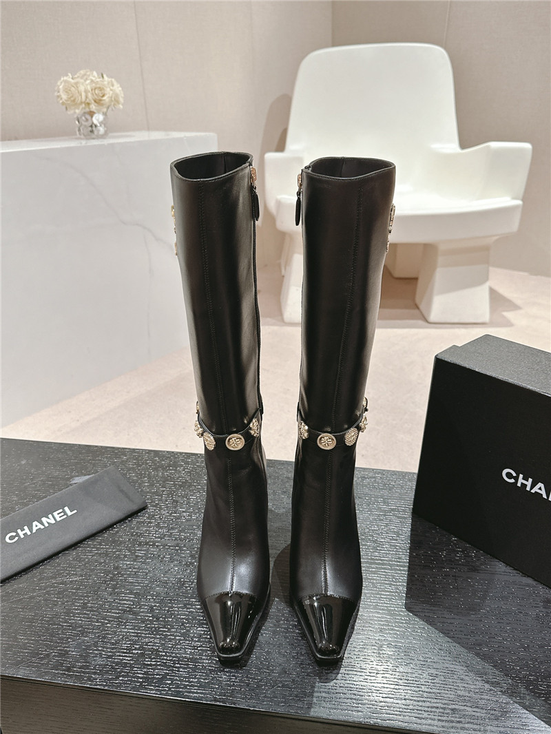 Ch**el calfskin over-the-knee boots