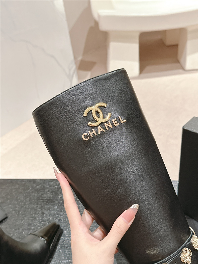 Ch**el calfskin over-the-knee boots