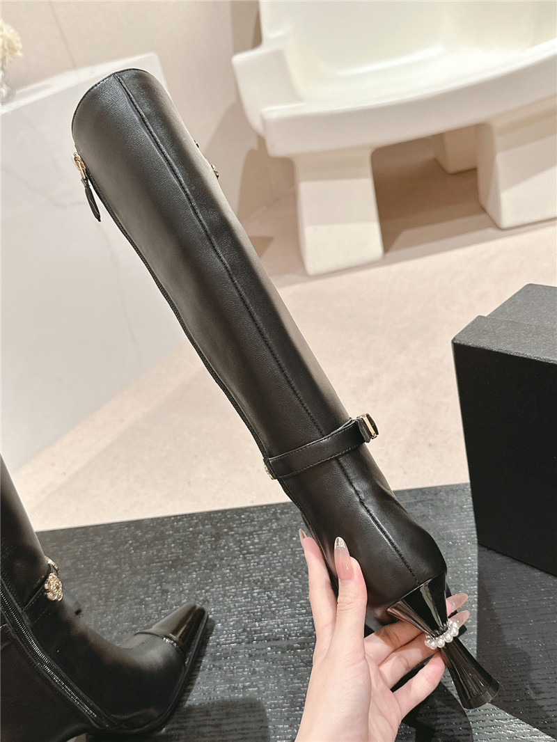 Ch**el calfskin over-the-knee boots