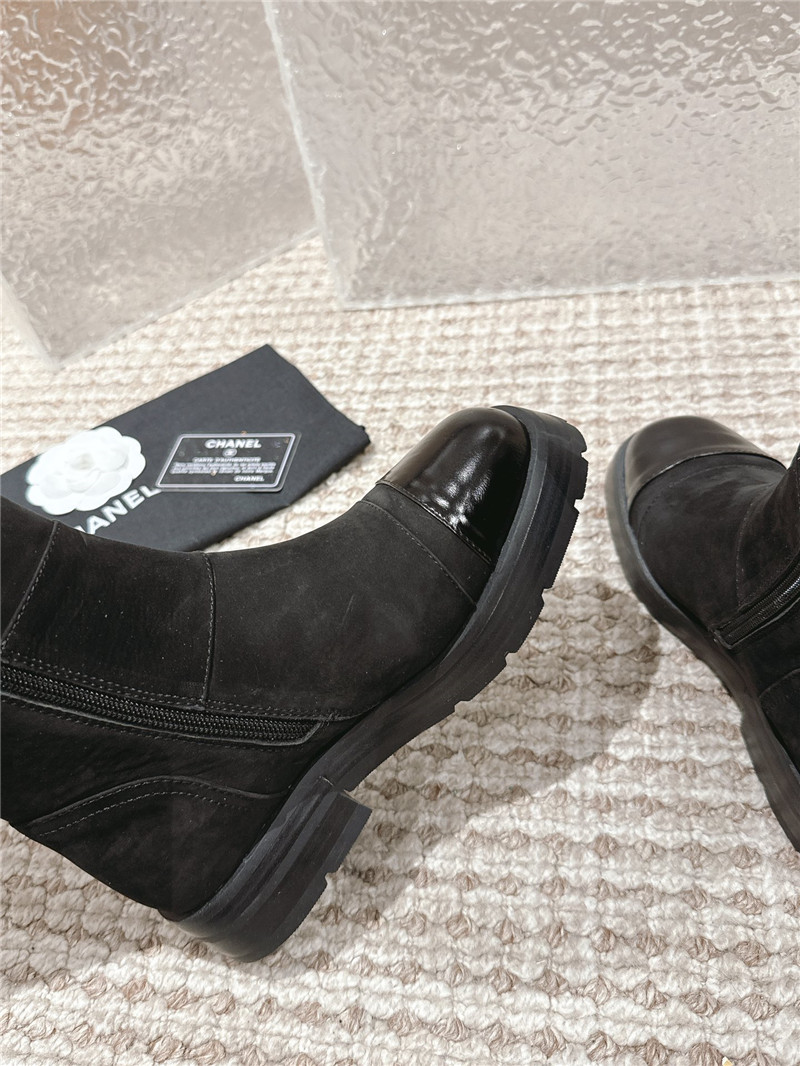 Ch**el suede patent leather knee-high boots