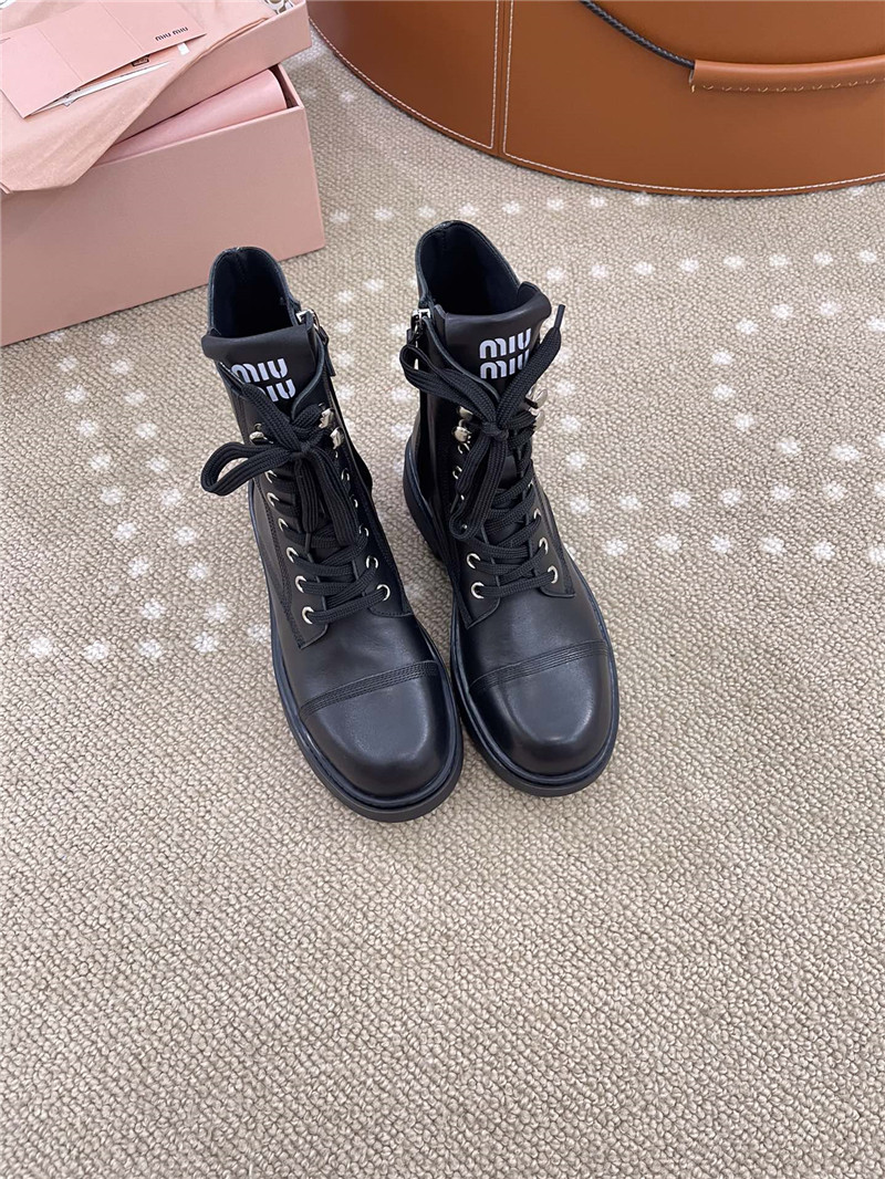 Miu Miu Leather Combat Boots