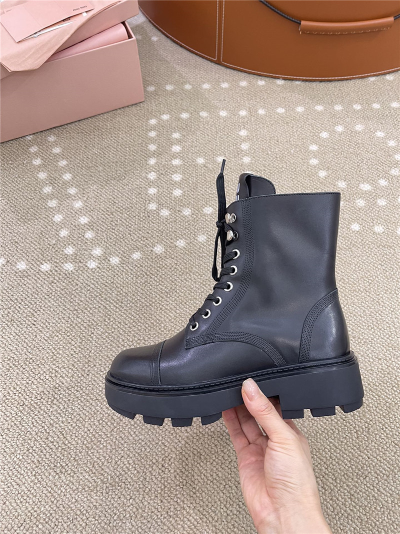 Miu Miu Leather Combat Boots
