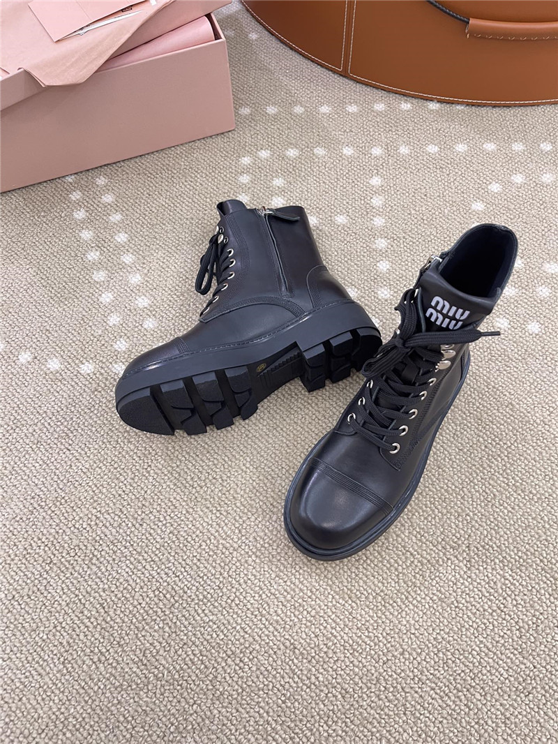 Miu Miu Leather Combat Boots