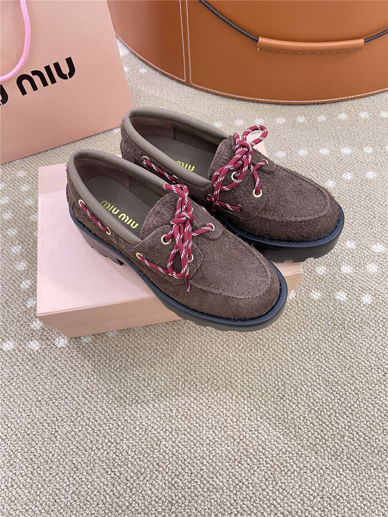 Miu Miu Lace-Up Sienna Suede Loafers