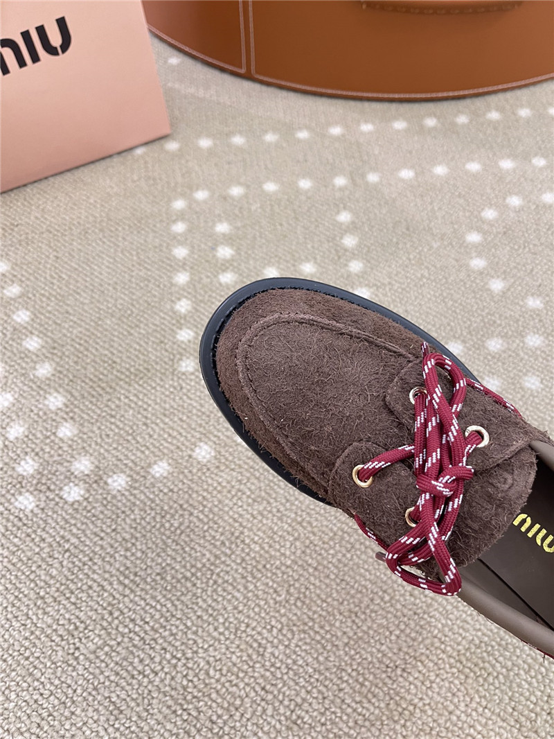 Miu Miu Lace-Up Sienna Suede Loafers