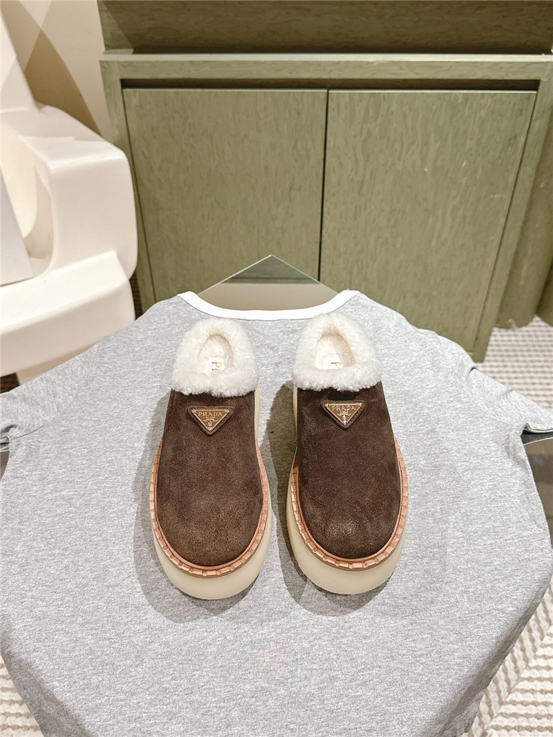 Pra*a platform shearling brown suede slippers