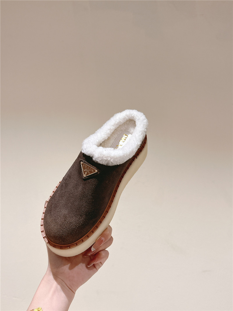 Pra*a platform shearling brown suede slippers