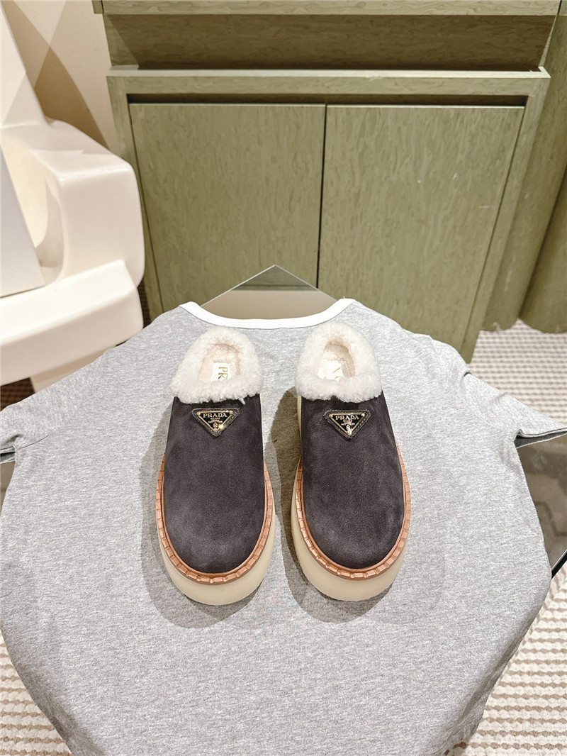 Pra*a platform shearling purple suede slippers