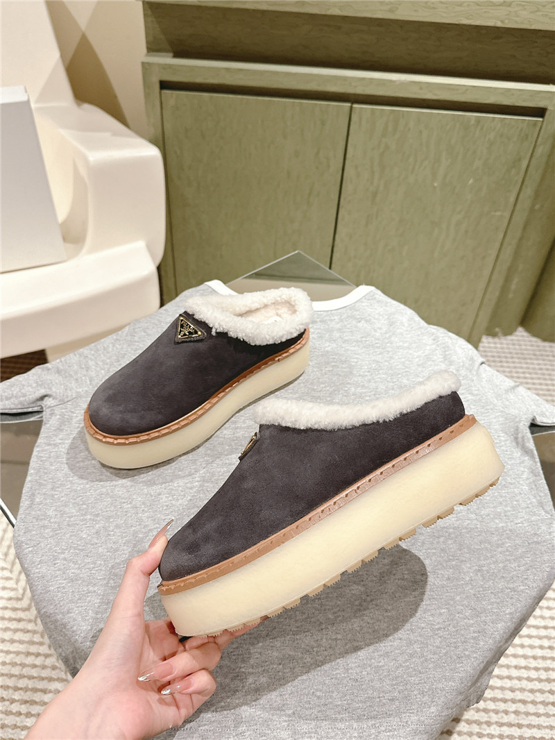 Pra*a platform shearling purple suede slippers