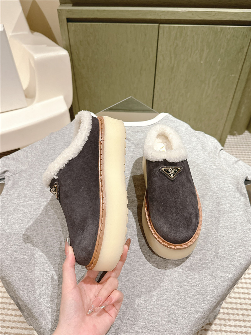 Pra*a platform shearling purple suede slippers