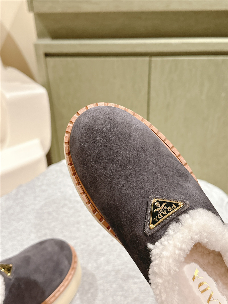Pra*a platform shearling purple suede slippers
