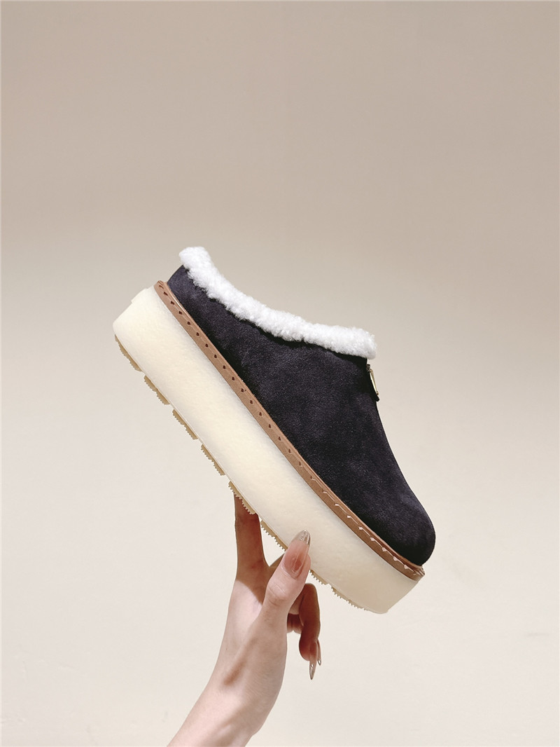Pra*a platform shearling purple suede slippers
