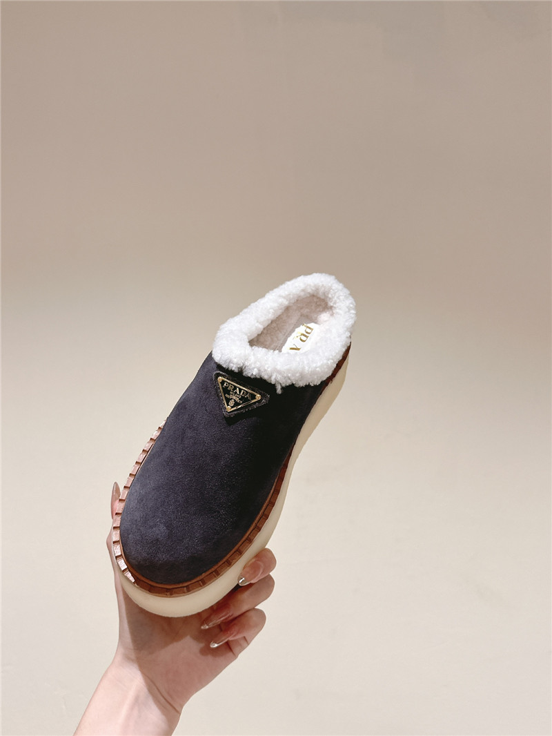 Pra*a platform shearling purple suede slippers