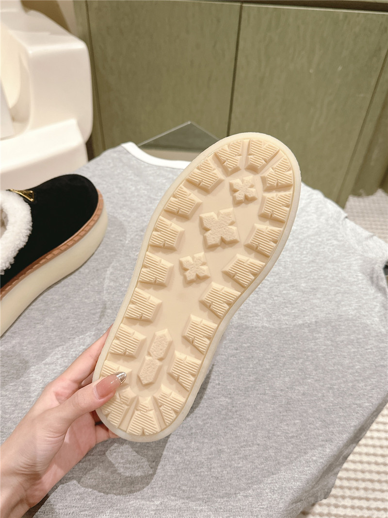 Pra*a platform shearling black suede slippers