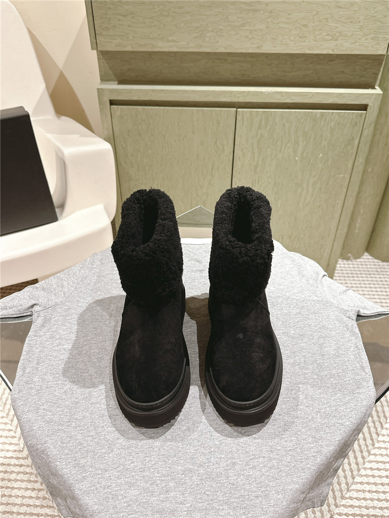 Ch**el black suede shearling ankle boots