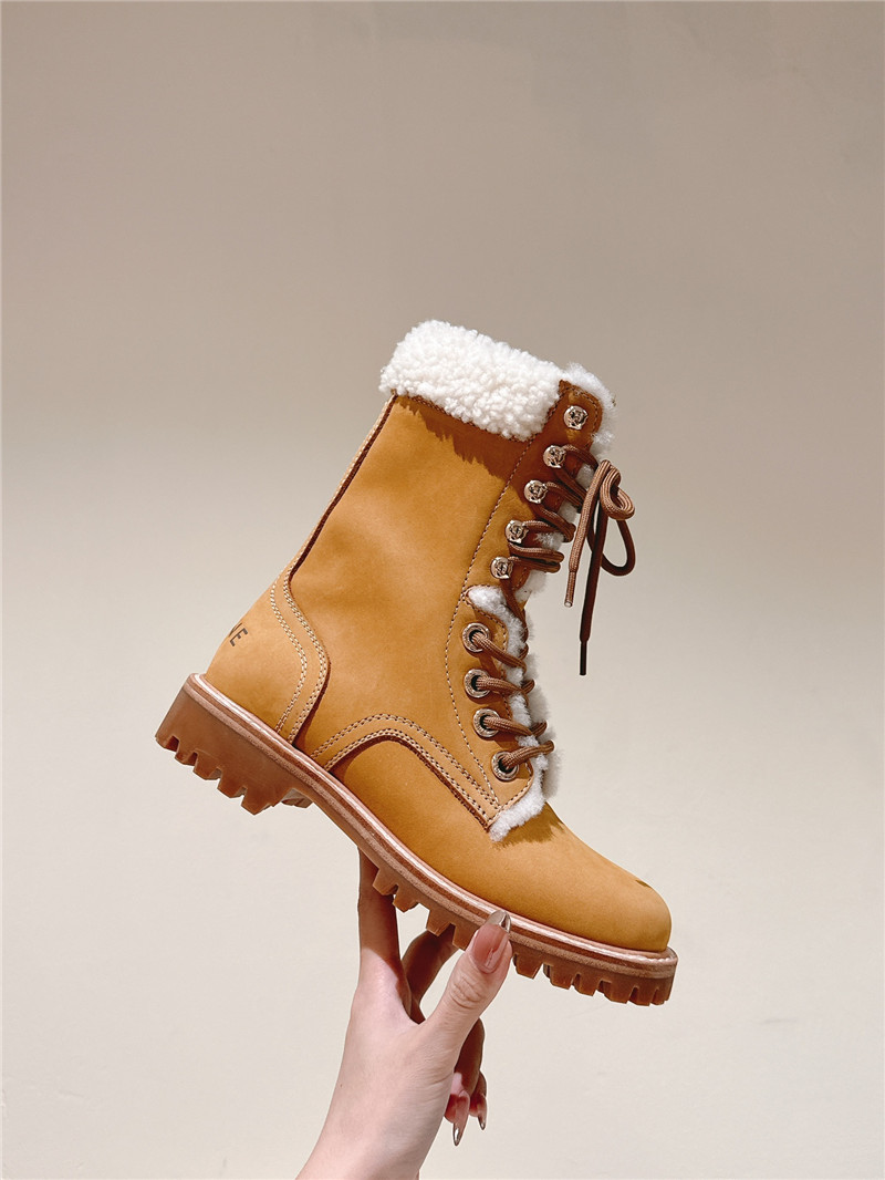 Ce1i*e kurt lace-up mid  shearling  boot