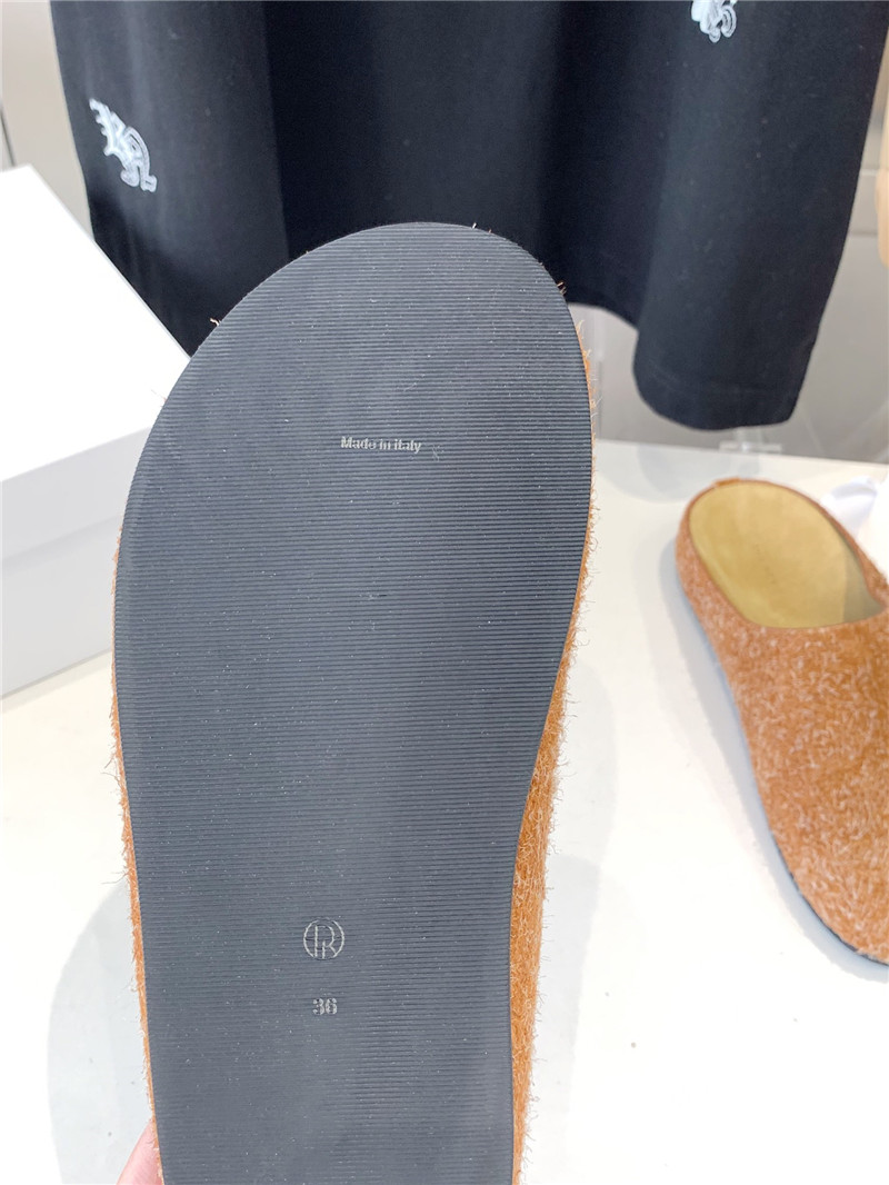 The R0w hugo slide in orange brush suede