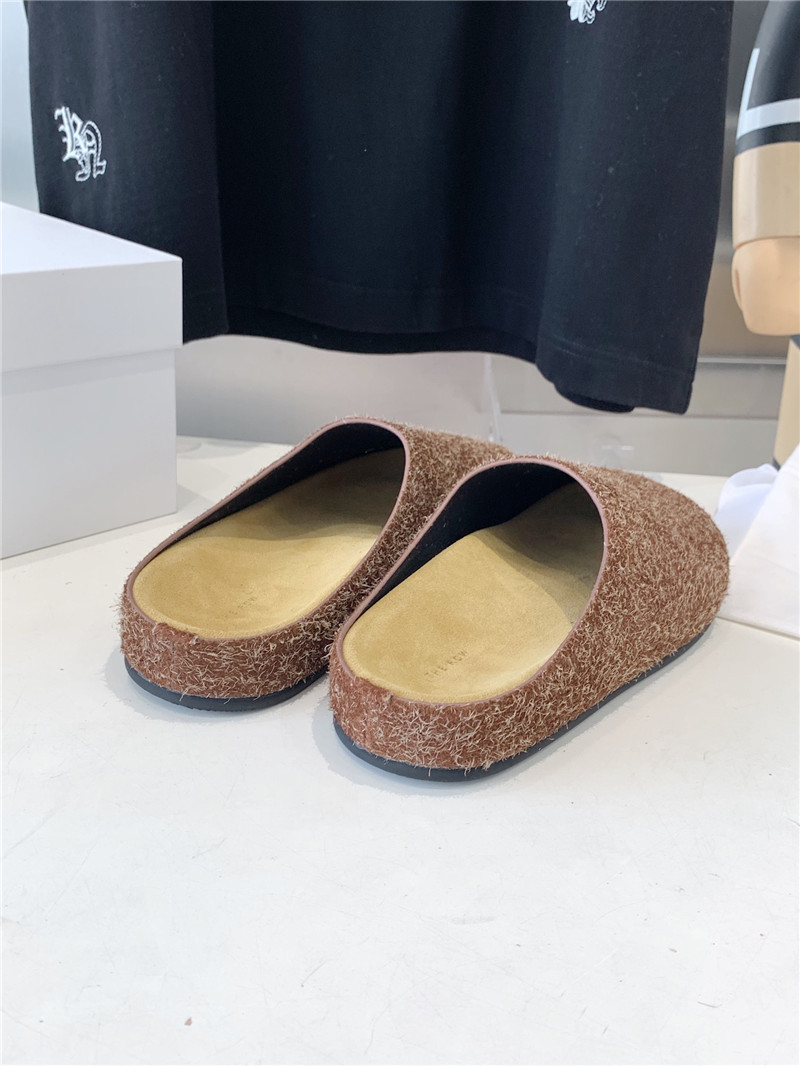 The R0w hugo slide in coffee brush suede