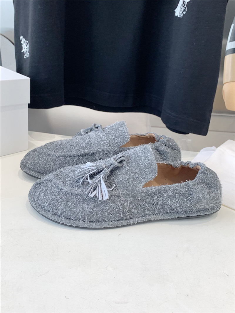 The R0w tassel flat loafers grey in brush suede